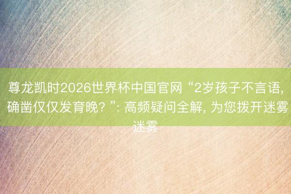 尊龙凯时2026世界杯中国官网 “2岁孩子不言语, 确凿仅仅发育晚? ”: 高频疑问全解, 为您拨开迷雾