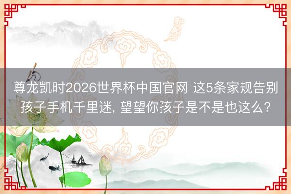 尊龙凯时2026世界杯中国官网 这5条家规告别孩子手机千里迷, 望望你孩子是不是也这么?