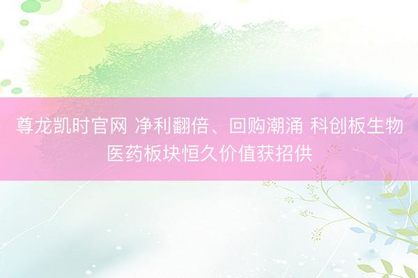 尊龙凯时官网 净利翻倍、回购潮涌 科创板生物医药板块恒久价值获招供