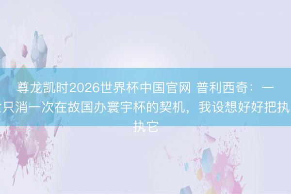 尊龙凯时2026世界杯中国官网 普利西奇：一世只消一次在故国办寰宇杯的契机，我设想好好把执它