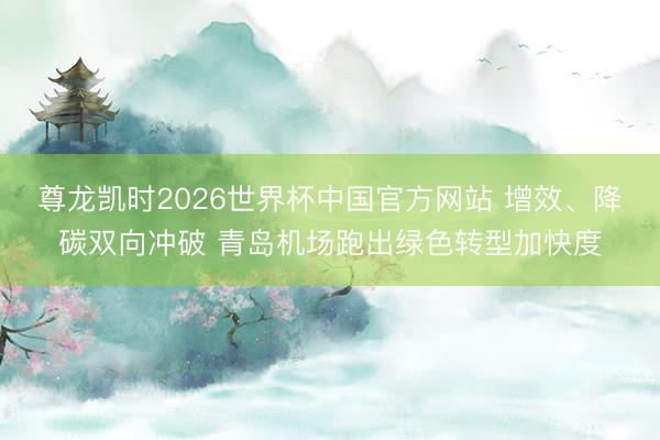 尊龙凯时2026世界杯中国官方网站 增效、降碳双向冲破 青岛机场跑出绿色转型加快度