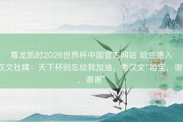 尊龙凯时2026世界杯中国官方网站 哈兰德入驻汉文社媒：天下杯别忘给我加油，秀汉文“哈宝，谢谢”