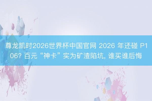 尊龙凯时2026世界杯中国官网 2026 年还碰 P106? 百元 “神卡” 实为矿渣陷坑， 谁买谁后悔