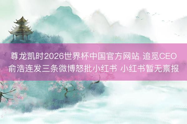 尊龙凯时2026世界杯中国官方网站 追觅CEO俞浩连发三条微博怒批小红书 小红书暂无禀报
