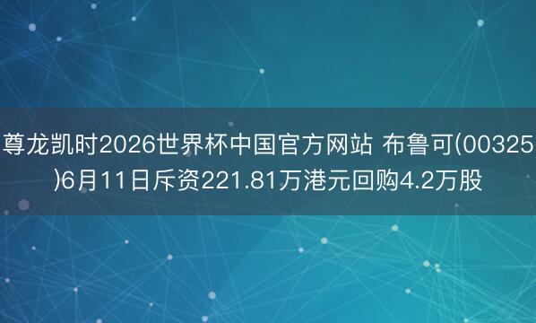 尊龙凯时2026世界杯中国官方网站 布鲁可(00325)6月11日斥资221.81万港元回购4.2万股