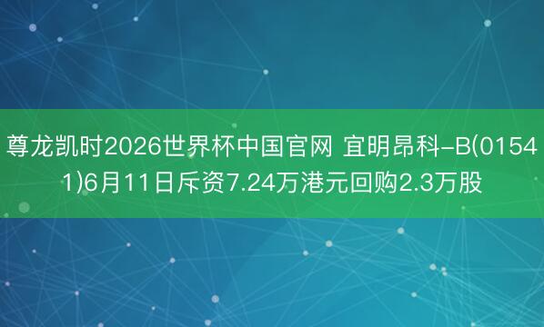 尊龙凯时2026世界杯中国官网 宜明昂科-B(01541)6月11日斥资7.24万港元回购2.3万股