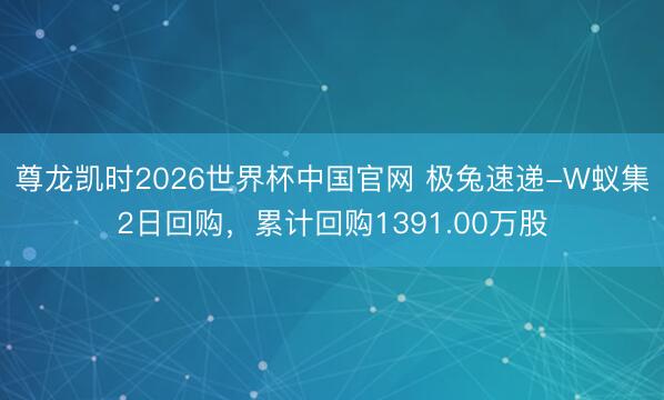 尊龙凯时2026世界杯中国官网 极兔速递-W蚁集2日回购，累计回购1391.00万股