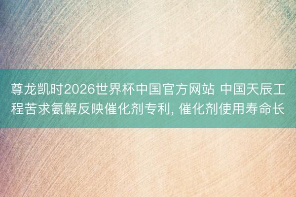 尊龙凯时2026世界杯中国官方网站 中国天辰工程苦求氨解反映催化剂专利， 催化剂使用寿命长