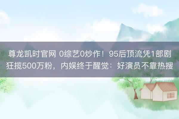 尊龙凯时官网 0综艺0炒作！95后顶流凭1部剧狂揽500万粉，内娱终于醒觉：好演员不靠热搜