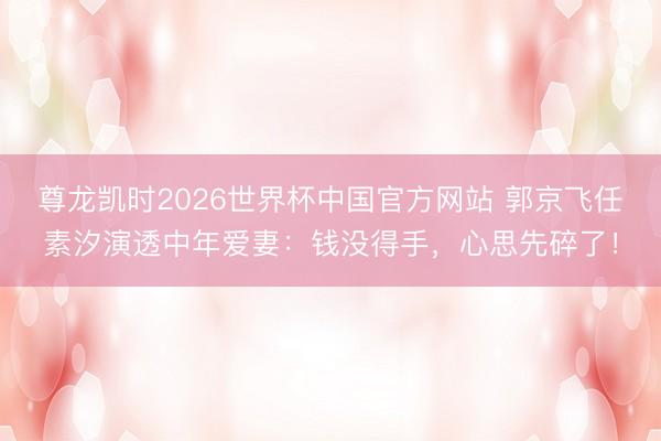 尊龙凯时2026世界杯中国官方网站 郭京飞任素汐演透中年爱妻：钱没得手，心思先碎了！