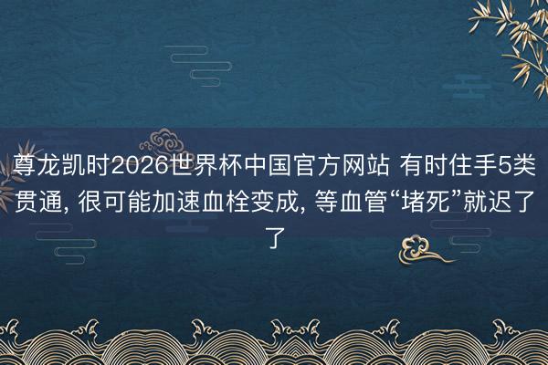 尊龙凯时2026世界杯中国官方网站 有时住手5类贯通， 很可能加速血栓变成， 等血管“堵死”就迟了