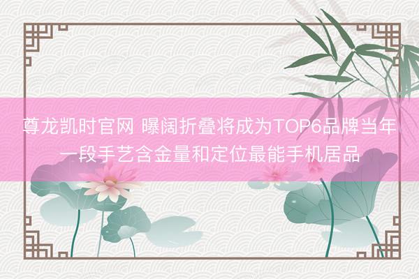 尊龙凯时官网 曝阔折叠将成为TOP6品牌当年一段手艺含金量和定位最能手机居品