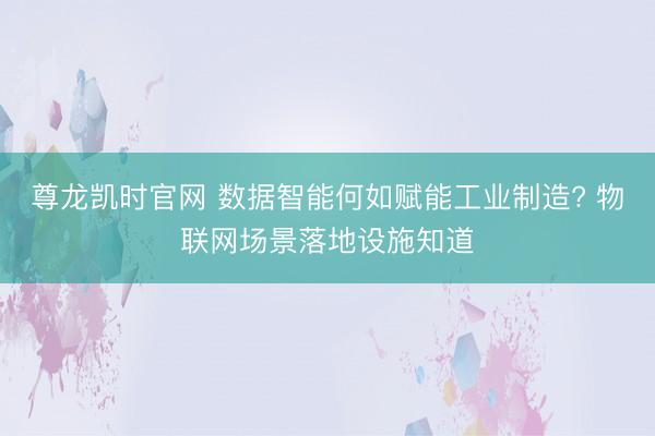 尊龙凯时官网 数据智能何如赋能工业制造? 物联网场景落地设施知道