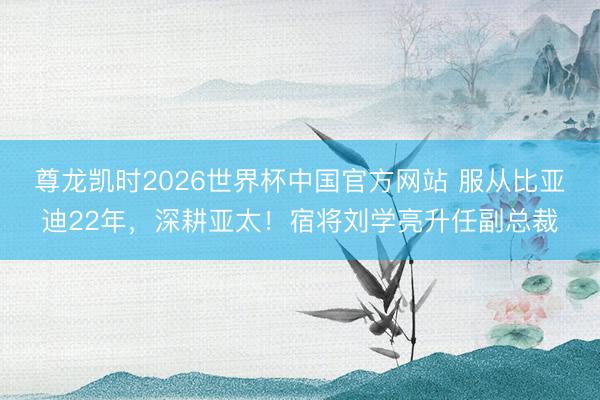 尊龙凯时2026世界杯中国官方网站 服从比亚迪22年，深耕亚太！宿将刘学亮升任副总裁
