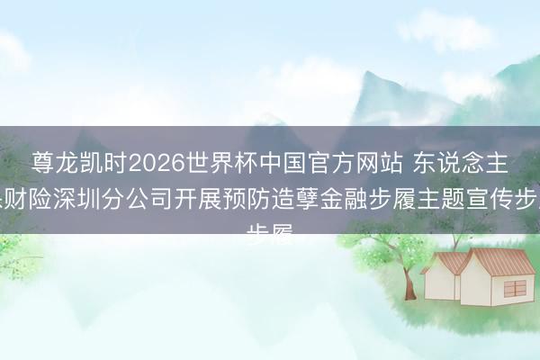 尊龙凯时2026世界杯中国官方网站 东说念主保财险深圳分公司开展预防造孽金融步履主题宣传步履
