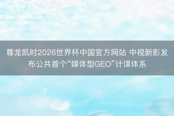 尊龙凯时2026世界杯中国官方网站 中视新影发布公共首个“媒体型GEO”计谋体系